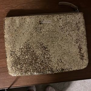 Kate Spade gold glitter pouch clutch